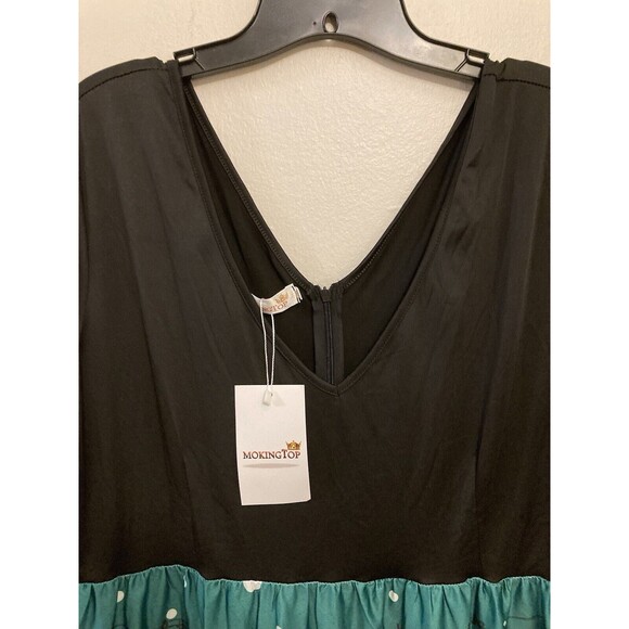 Moking Top Women's Holiday Cat Dress Knee Length Multicolor V-Neck Plus "3XL" - Picture 5 of 14